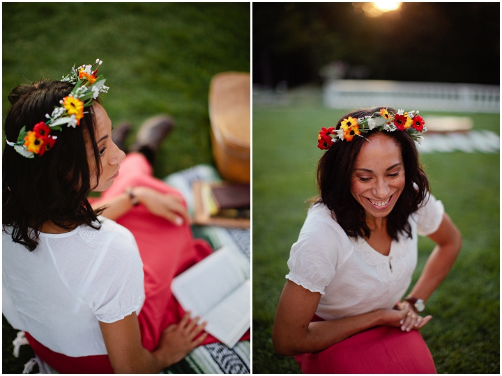Flower crown wreath portrait Phoebe portrait close-up