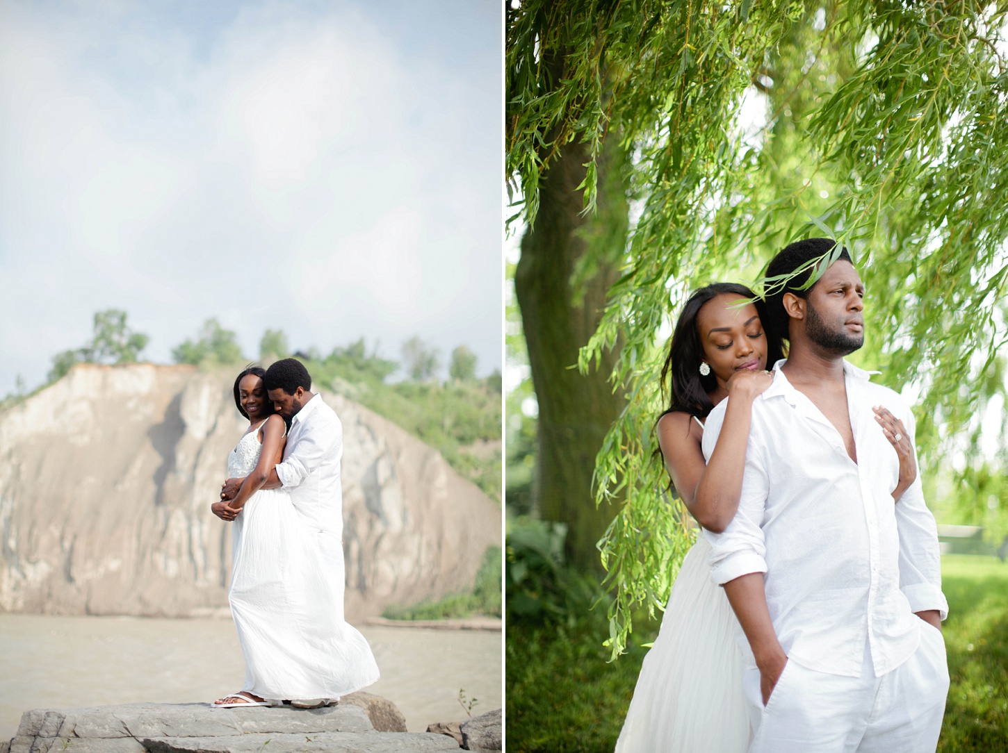 all-white-engagement-session