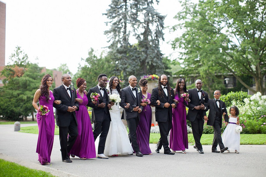 purple-and-black-wedding-party
