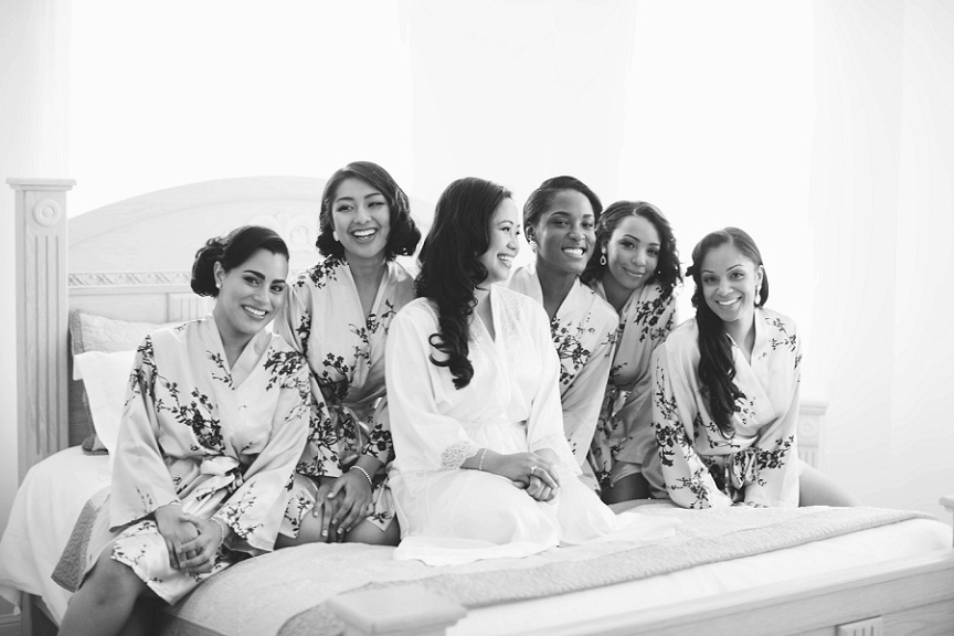 Bridesmaids floral robes at Deer Creek.