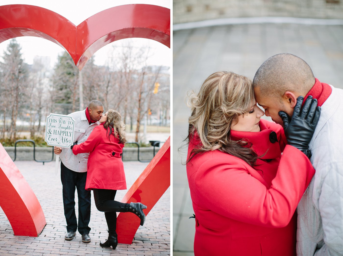 Romantic waterfront engagement