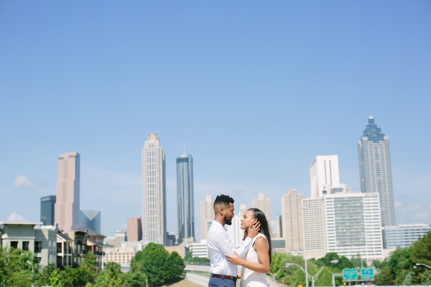  Atlanta wedding couple embrace 