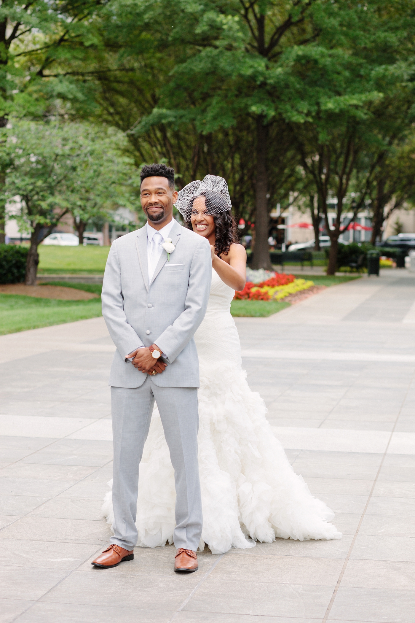 first look reaction in atlanta wedding