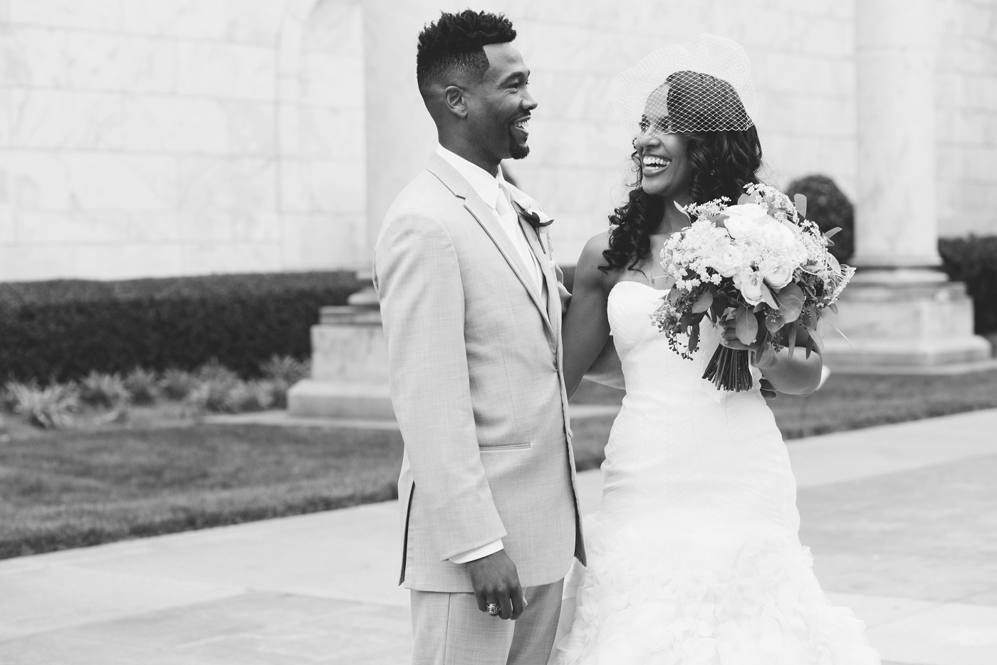 groom first look reaction in atlanta wedding photos