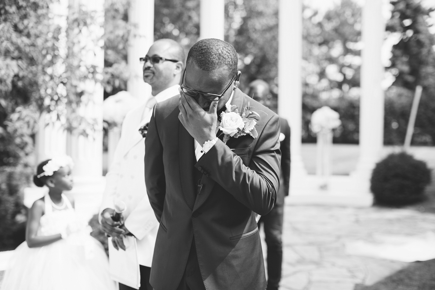 Emotional wedding ceremony moment.