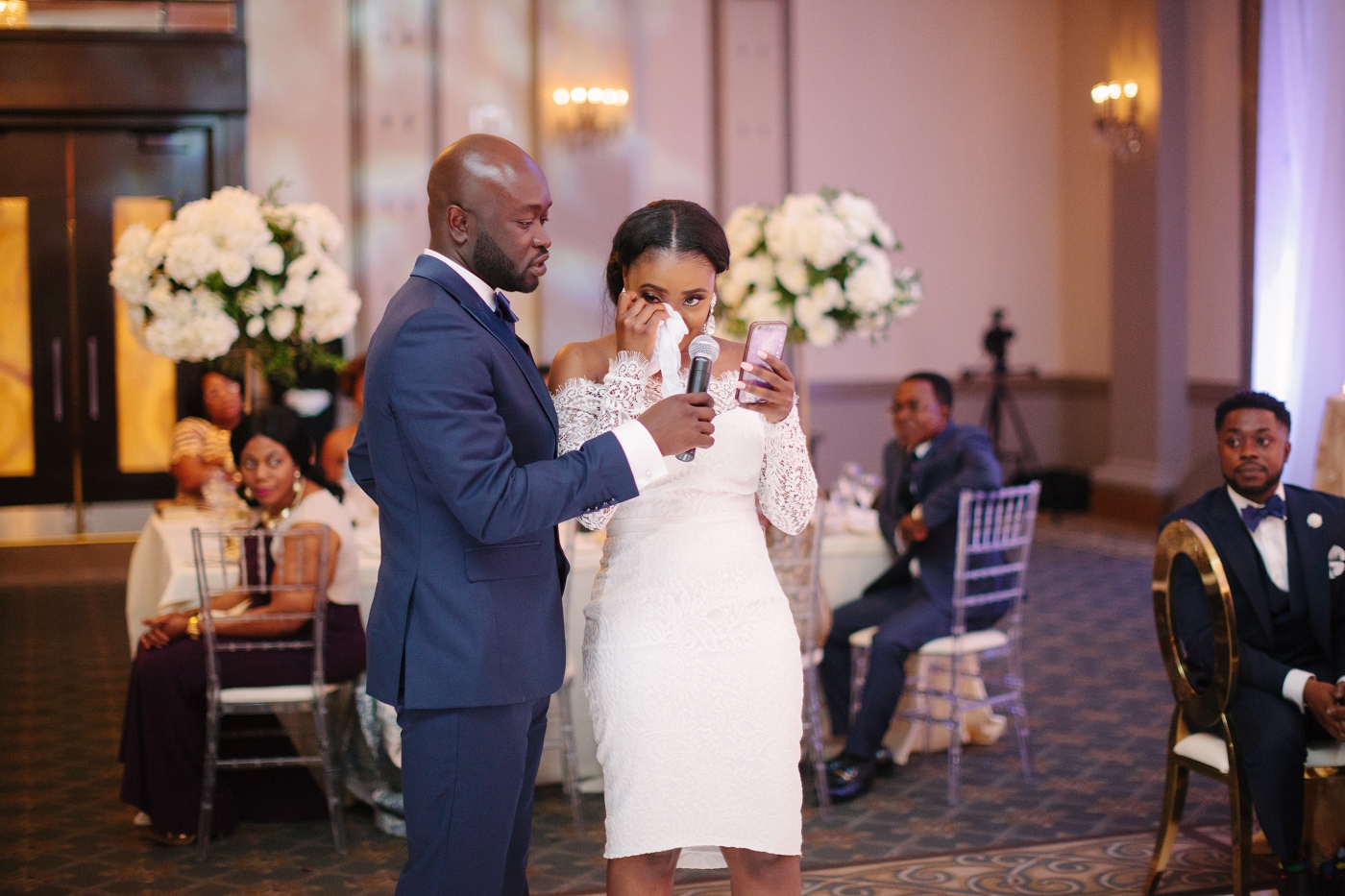 Emotional wedding ceremony moment.