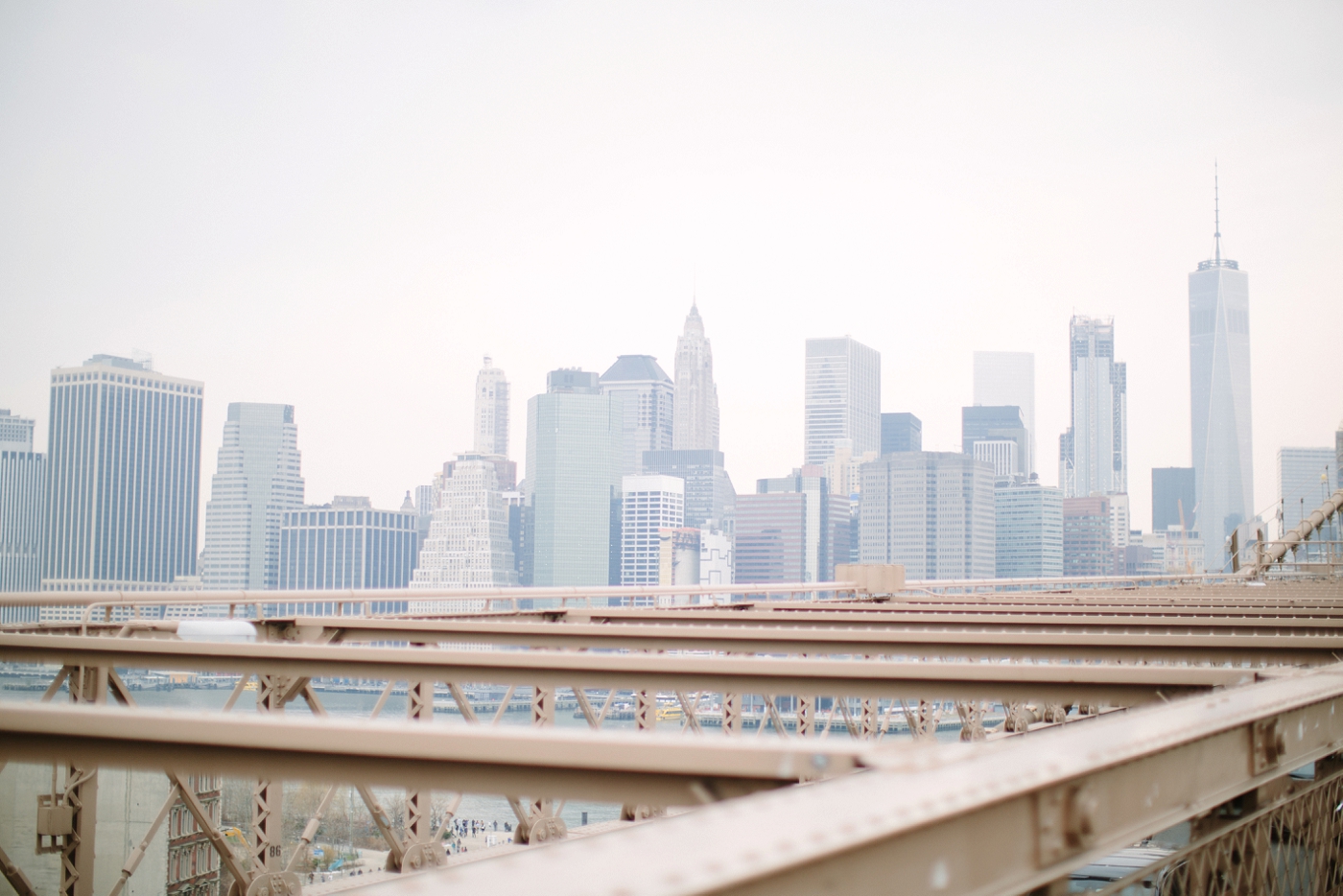 Manhattan Skyline on the Brooklyn Bridge by Samantha Clarke Photography
