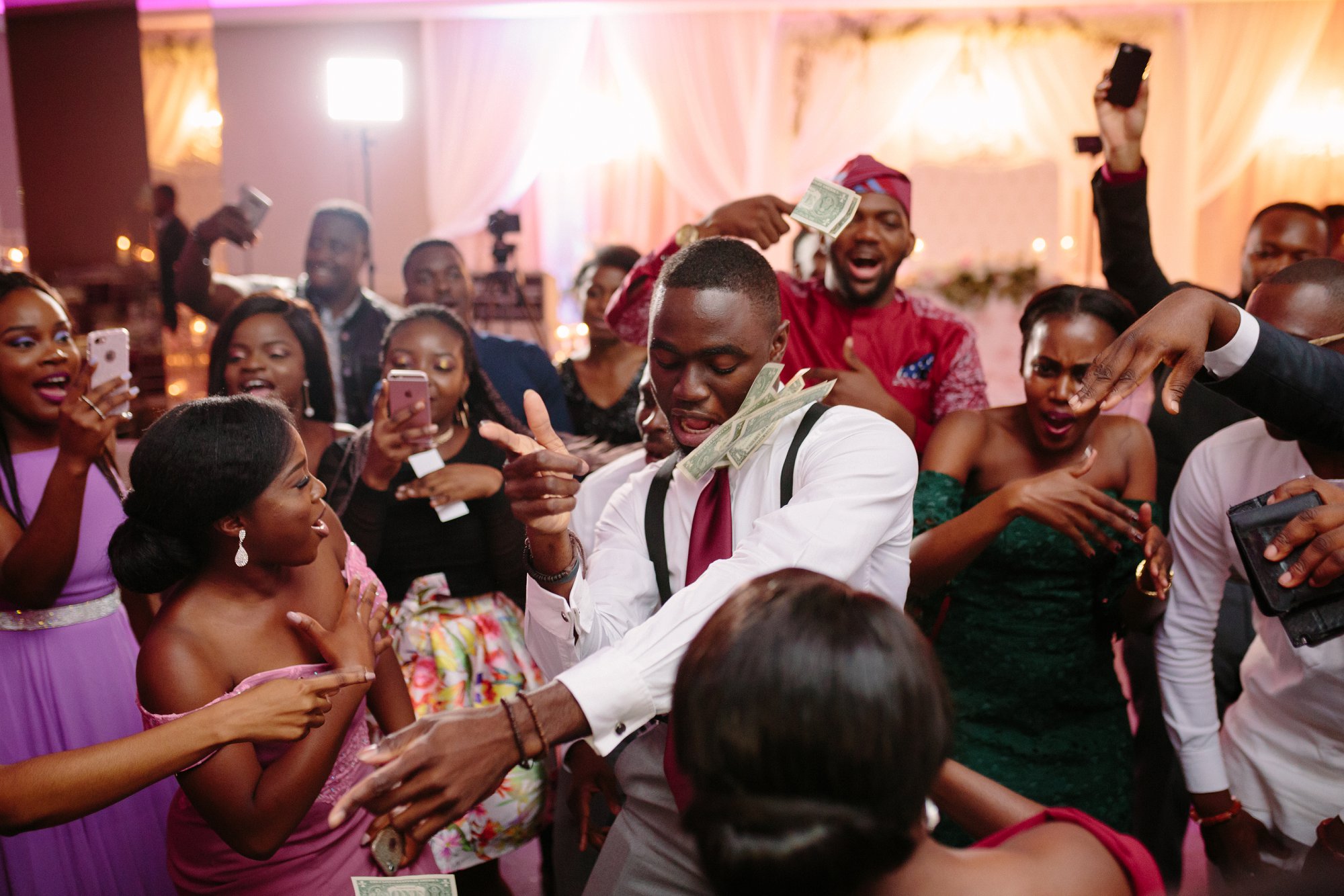 Happy wedding celebration moment