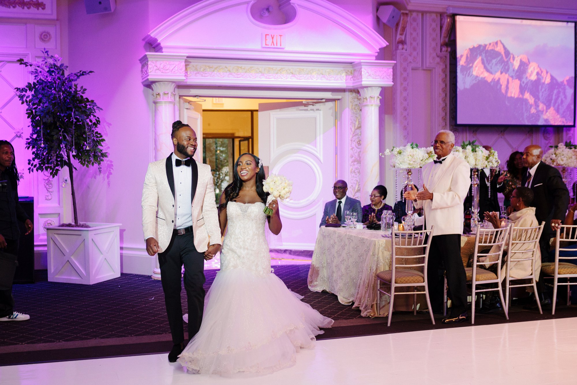 bride and groom entrance at reception