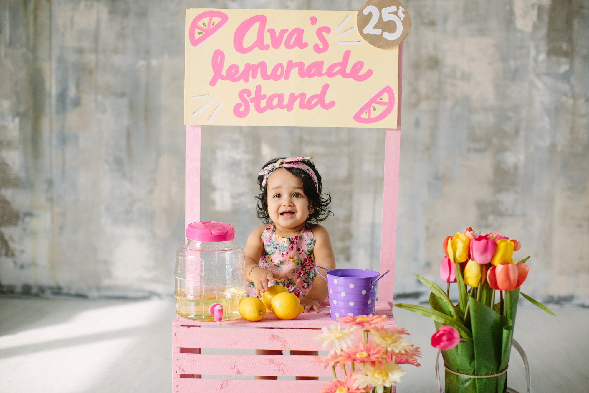 first birthday lemonade stand photo shoot