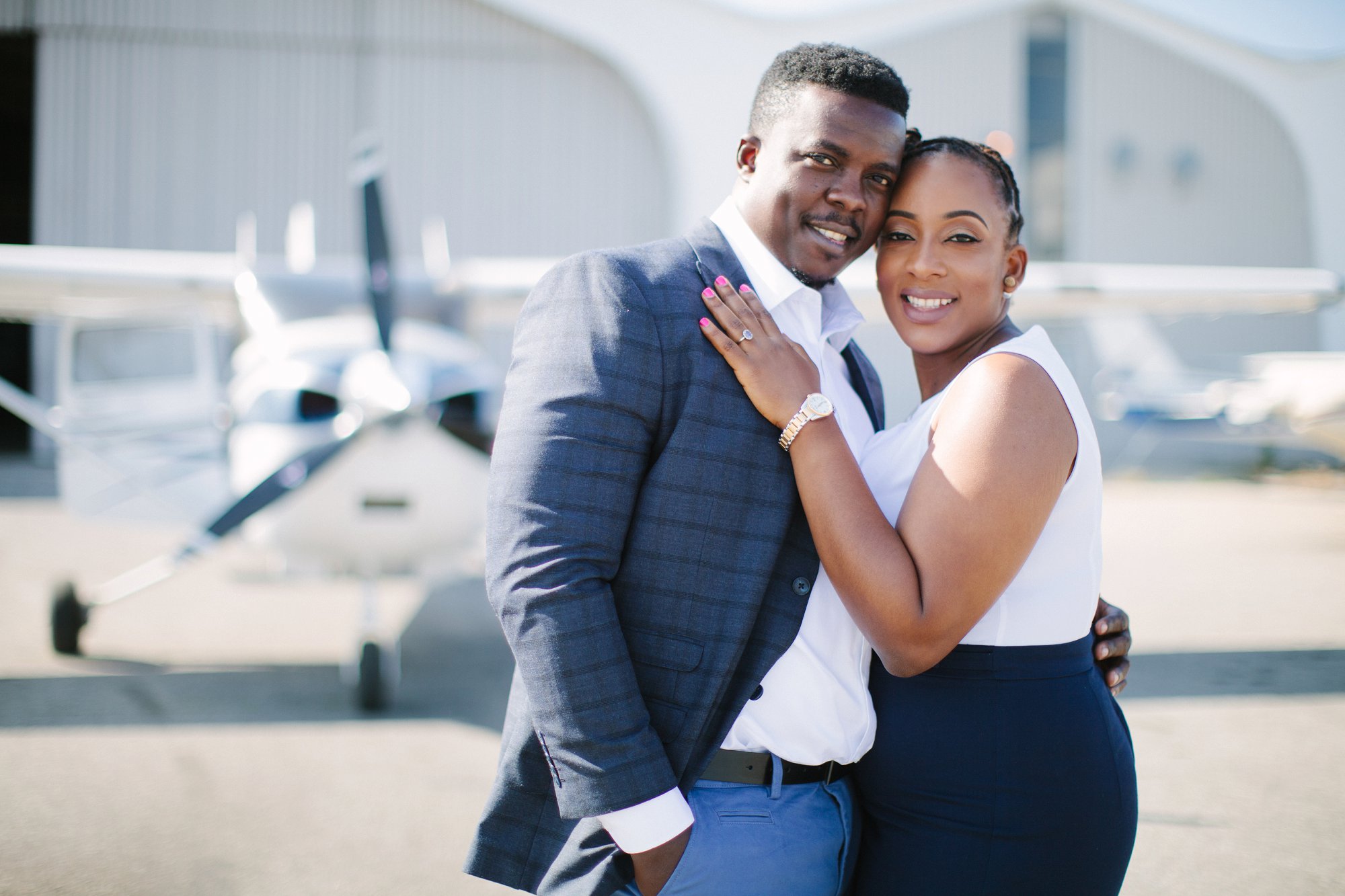 airplane engagement session at billy bishop