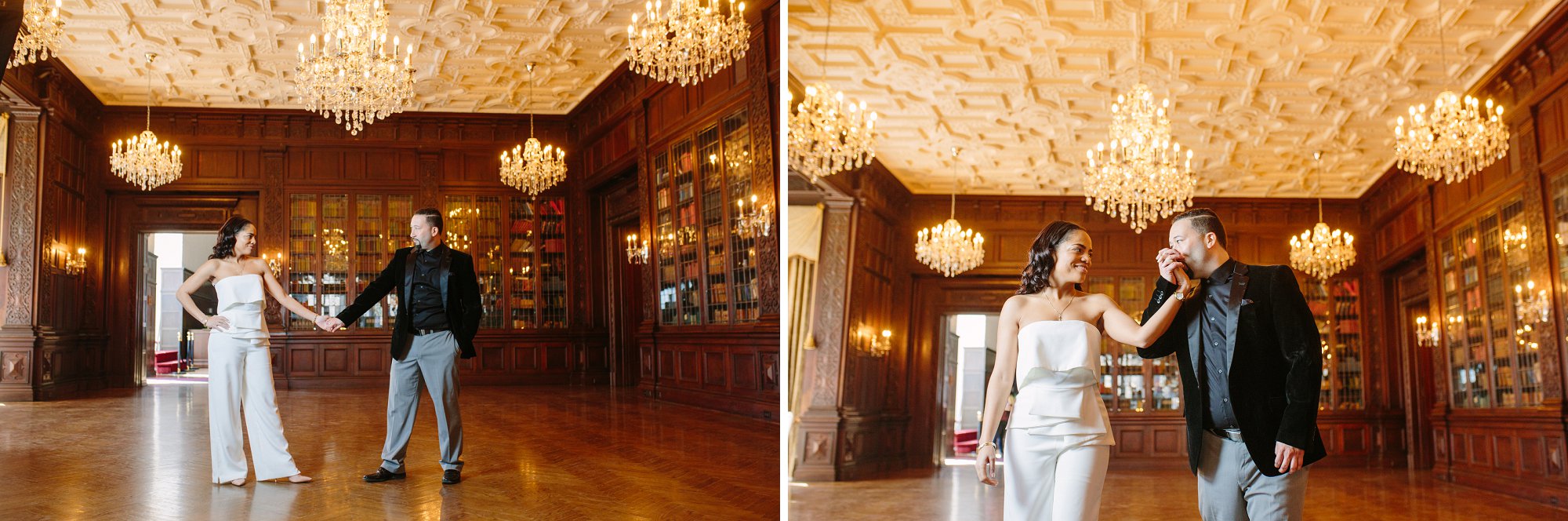 casa loma engagement session in the library