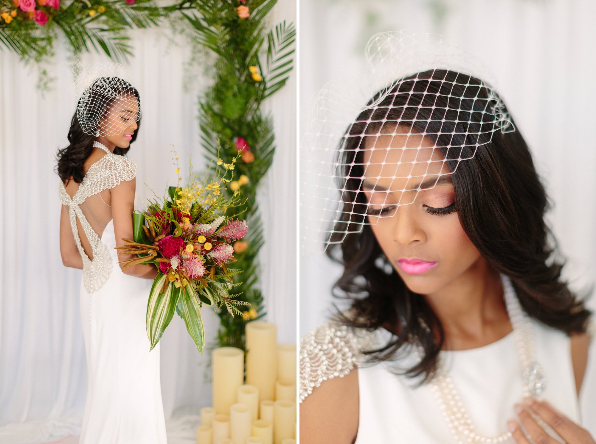black bride bird cage veil Photography by: Samantha Clarke