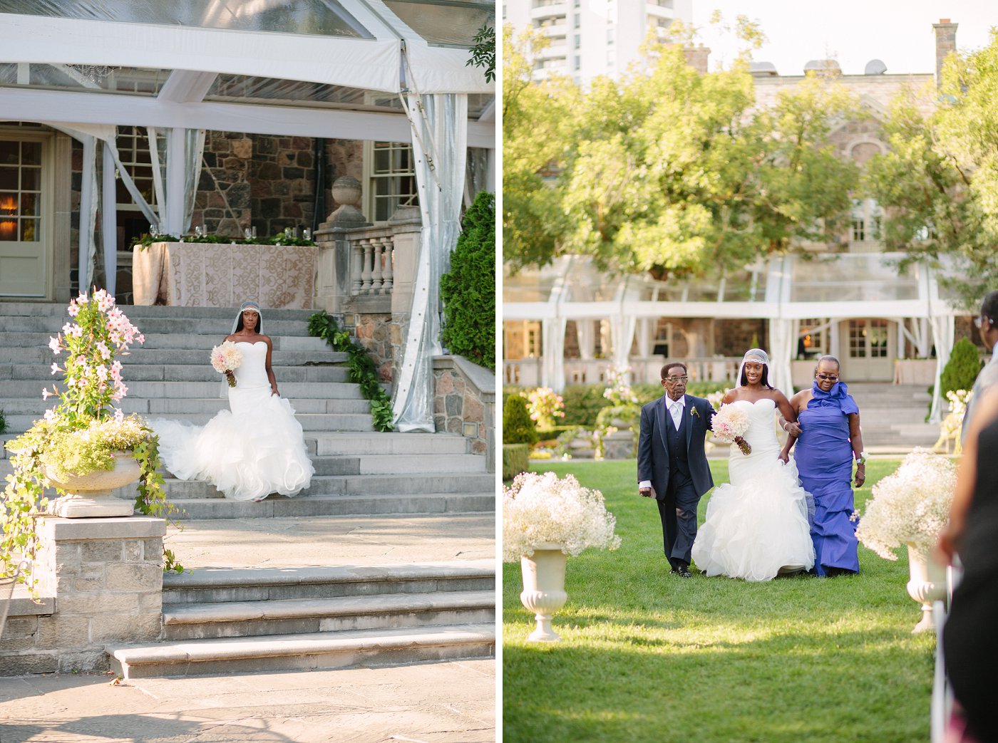 Parents walking down aisle.
