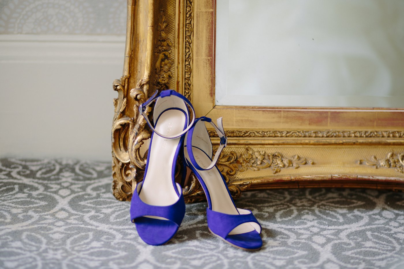 something blue shoes in bridal suite