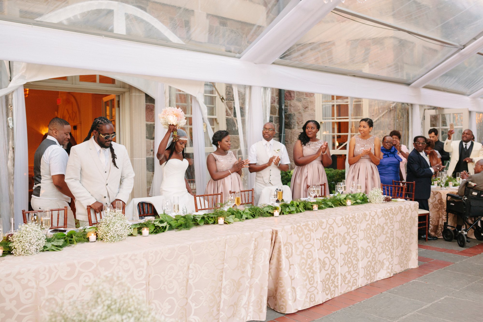 Wedding reception under the clear tent at graydon hall manor
