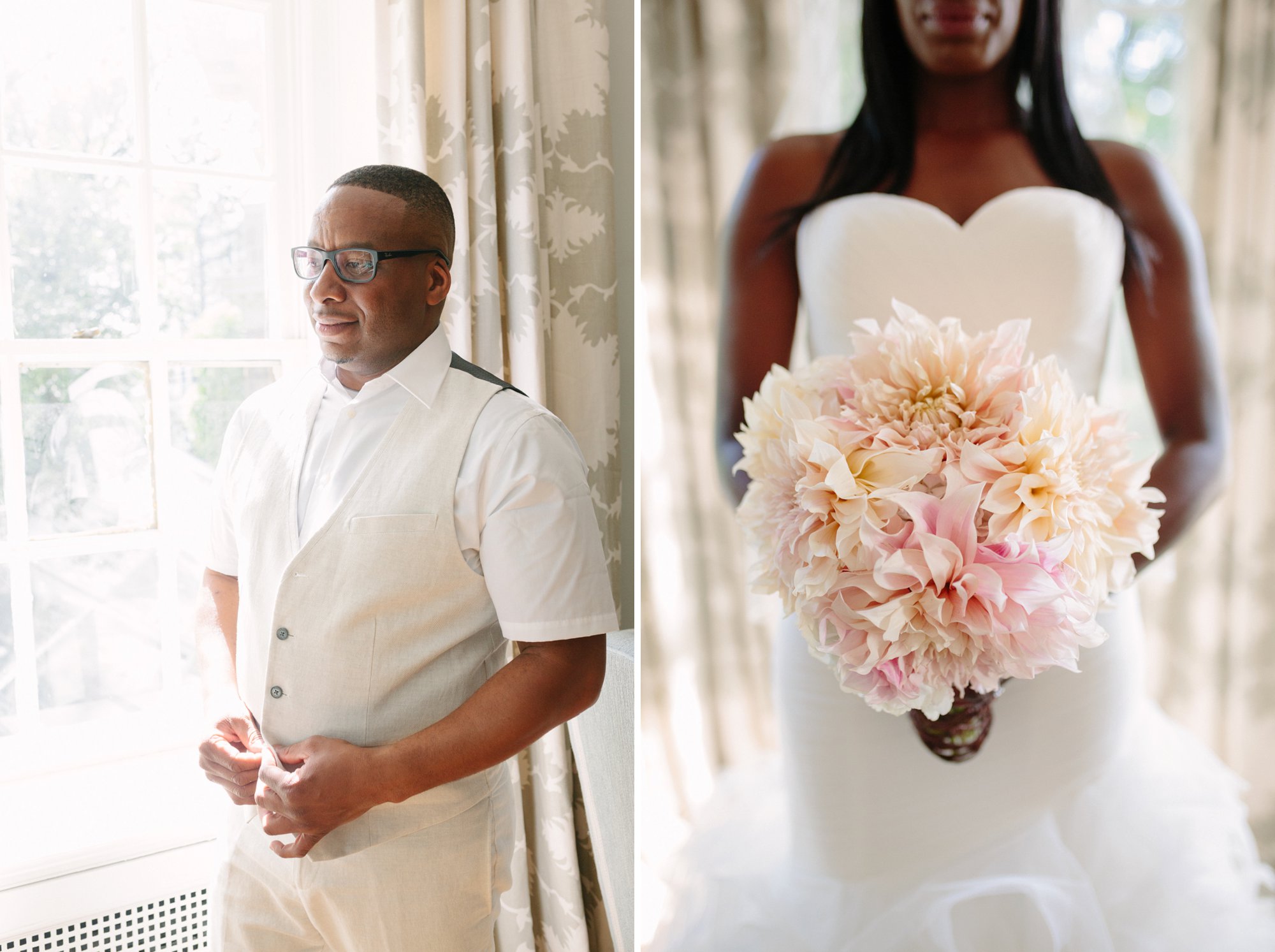 bride and groom all white wedding