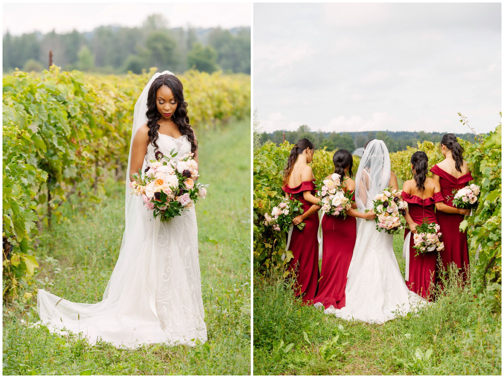 bride in wedding photos at Willow Springs Winery in Markham Ontario