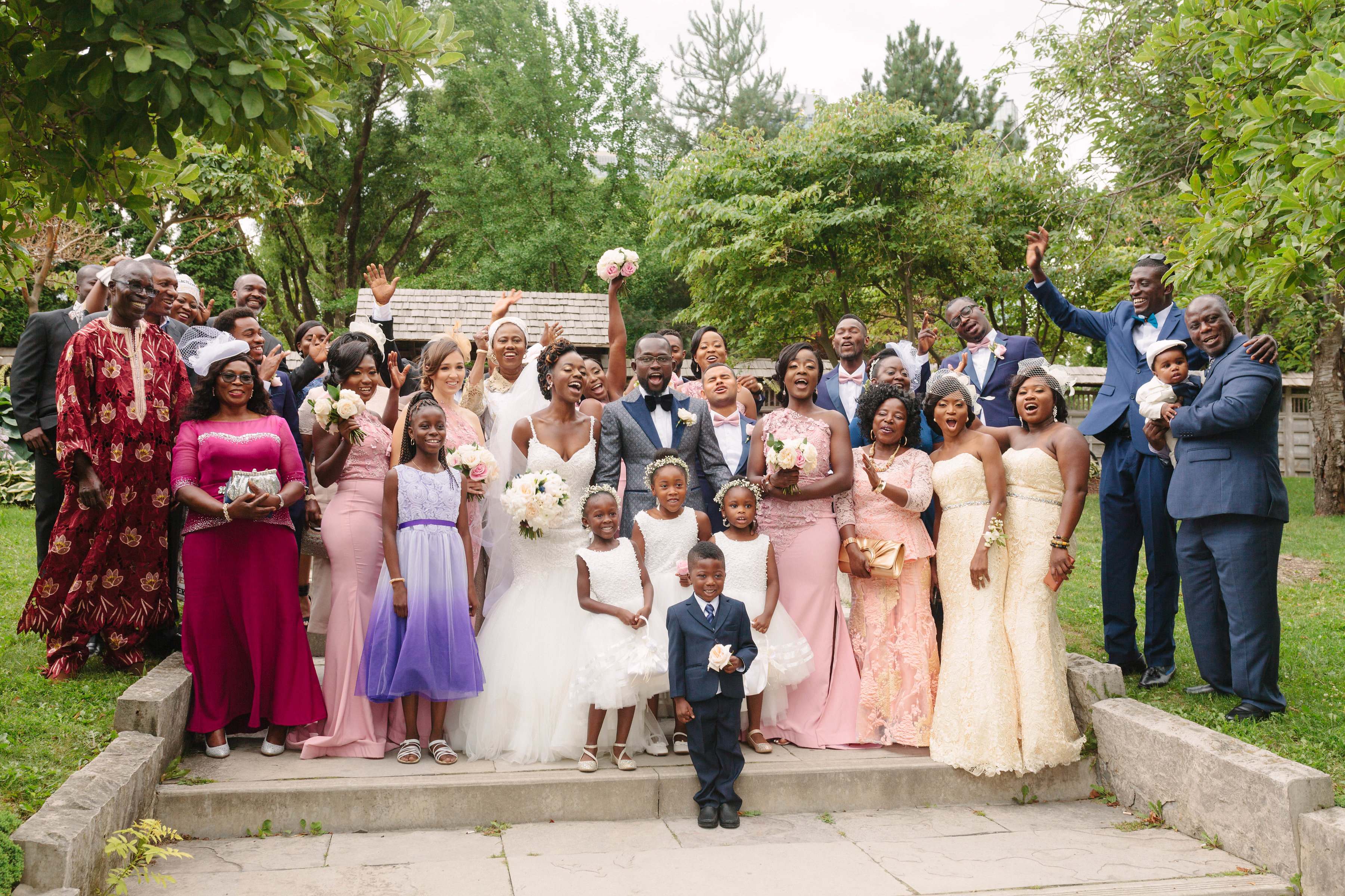 bride and groom family picture