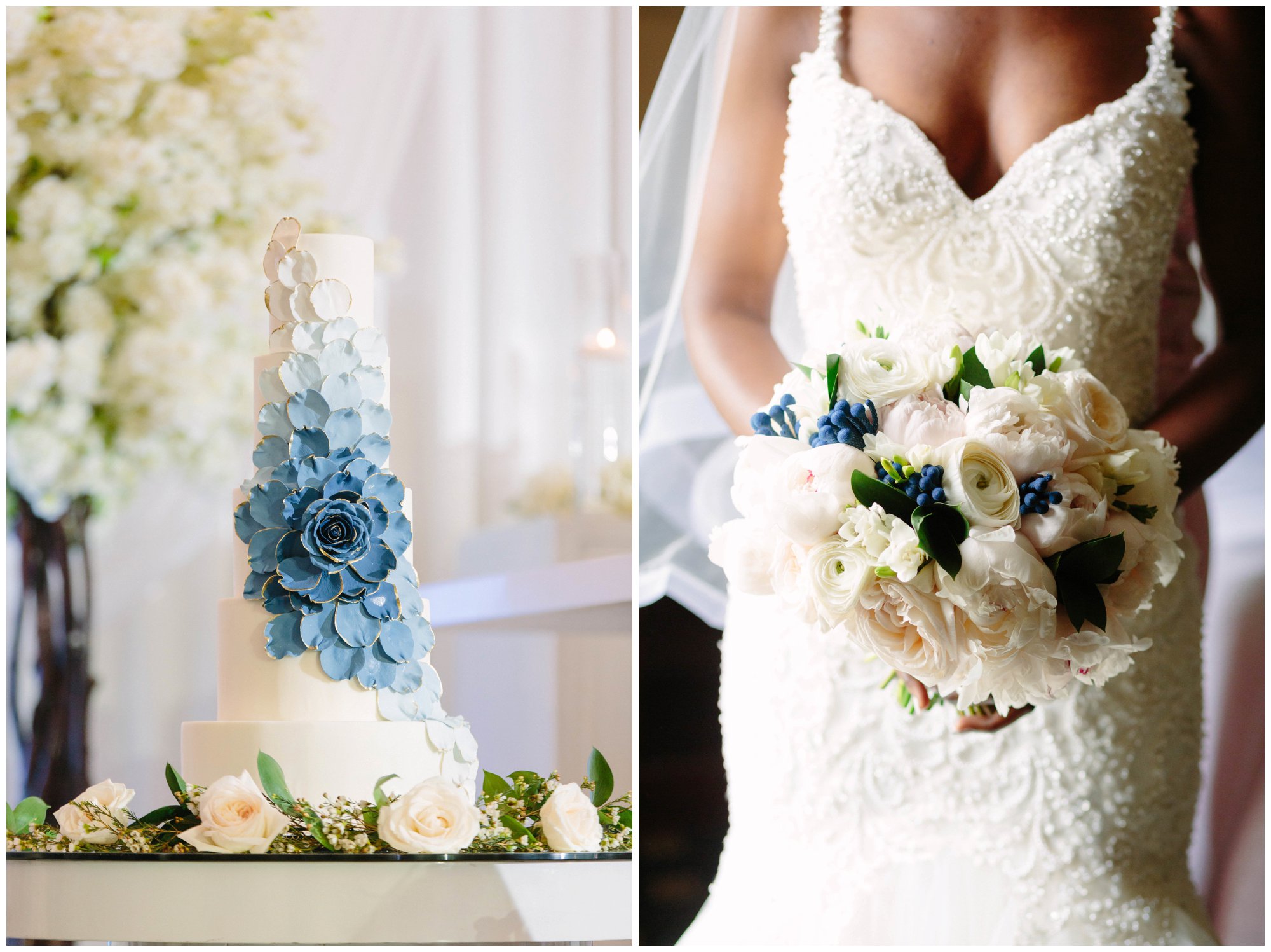 cake and brides flowers