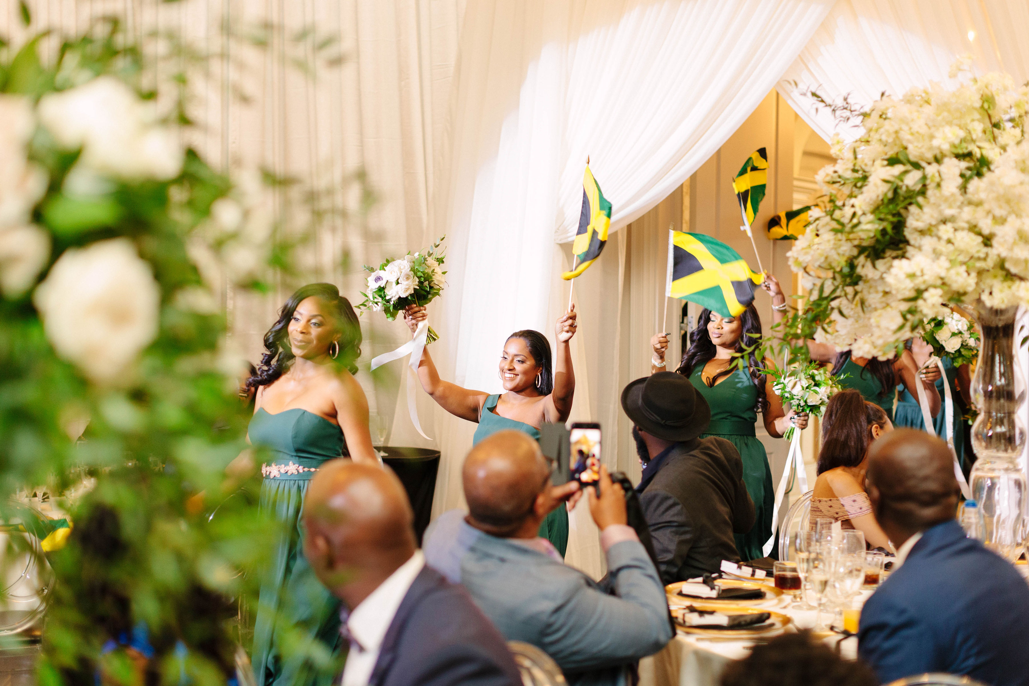 Bridesmaids entering reception at Hazelton Manor