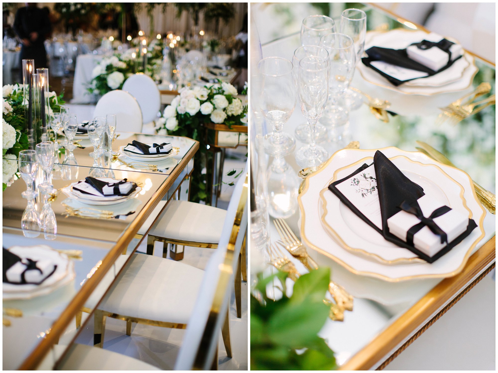 Reception table details at Hazelton Manor