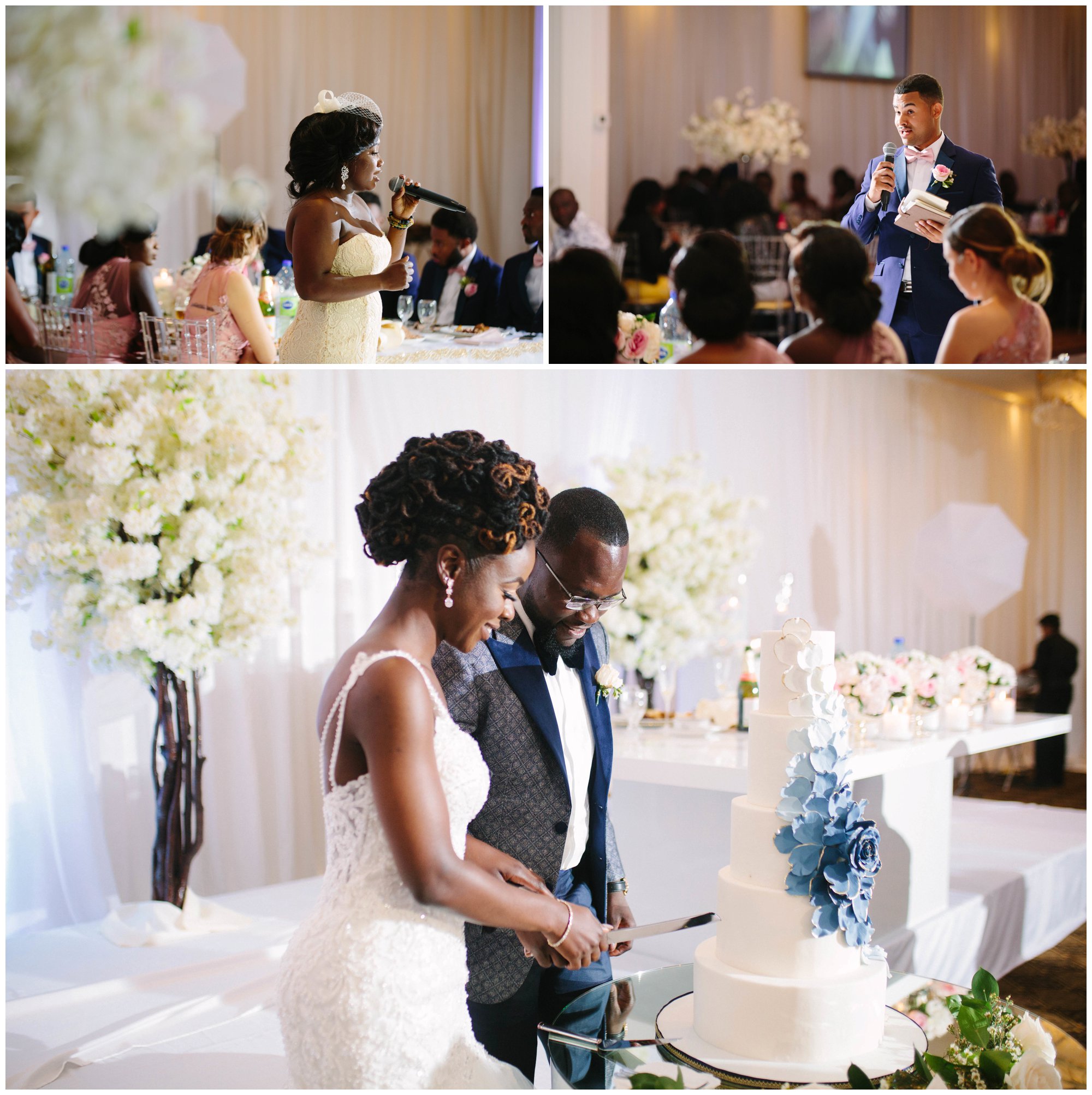 Couple cutting cake by nadia and co at Le Treport wedding venue