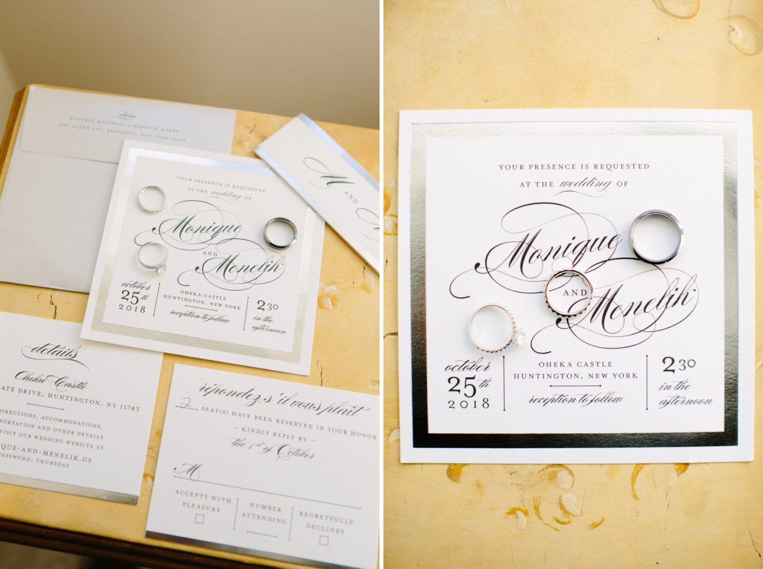 Wedding invintations at Oheka Castle, New York wedding.