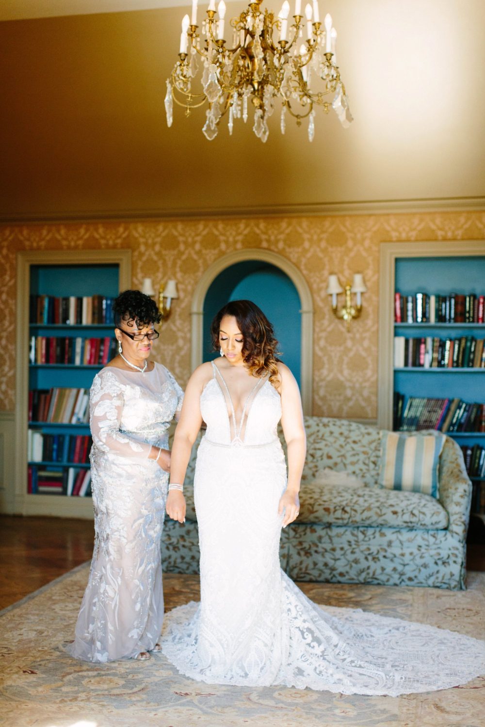 Bride and her mother, Oheka Castle, New York