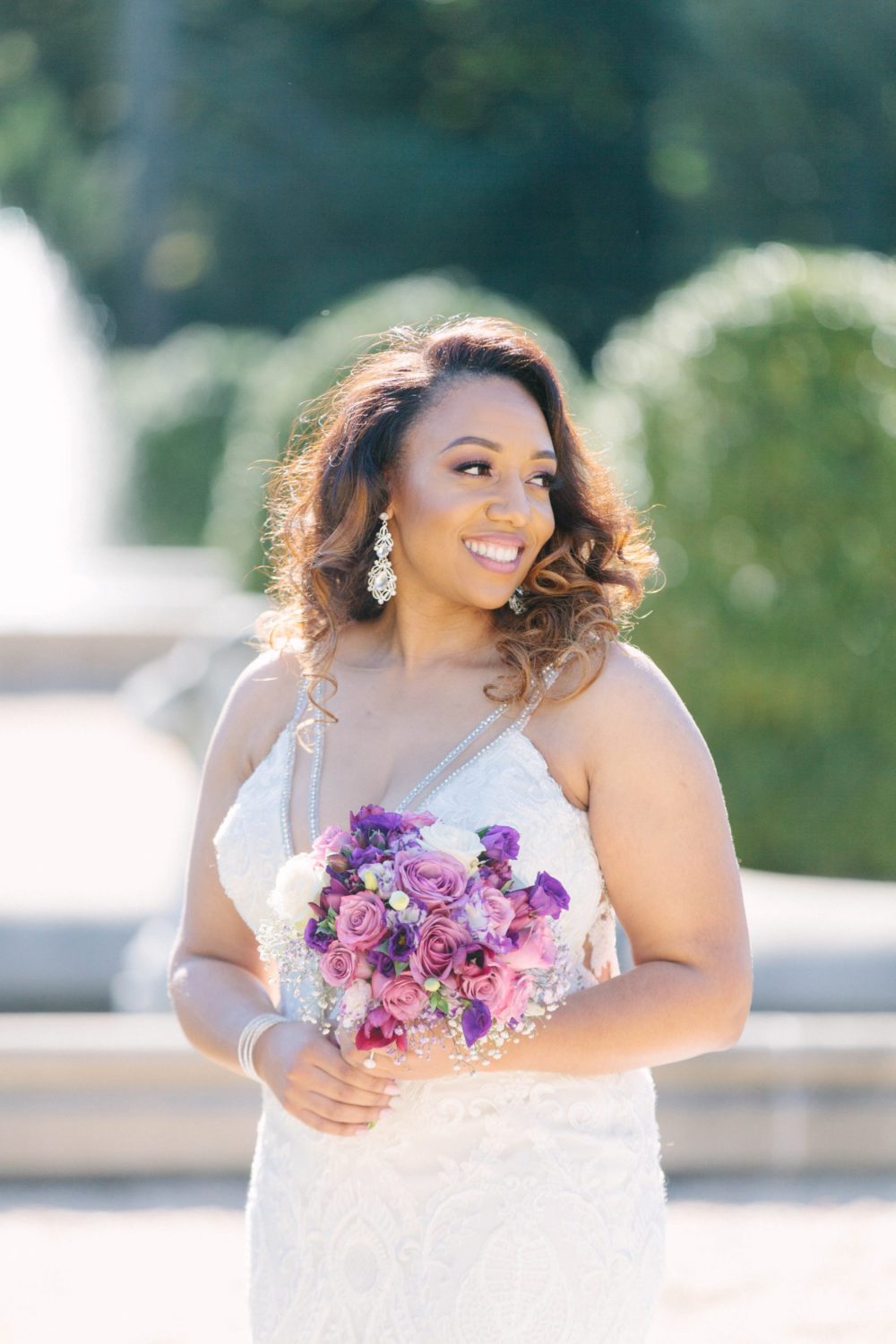 Bride outside Oheka Castle, New york wedding photography.