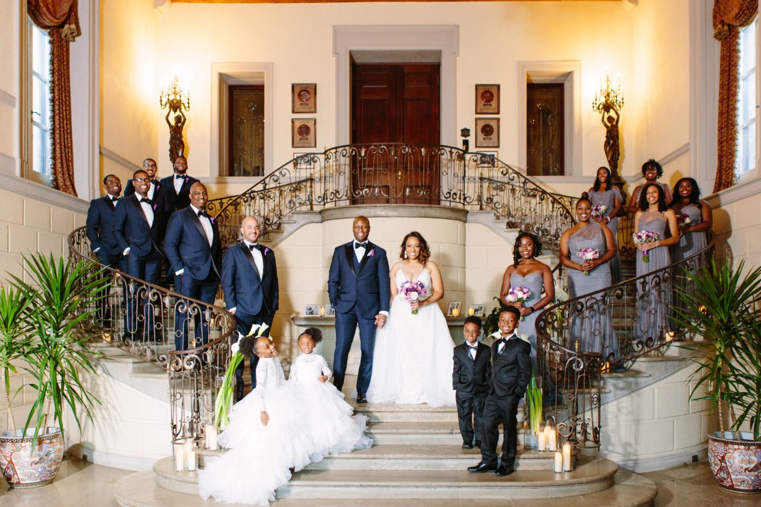 Wedding party photo, Oheka Castle New York.