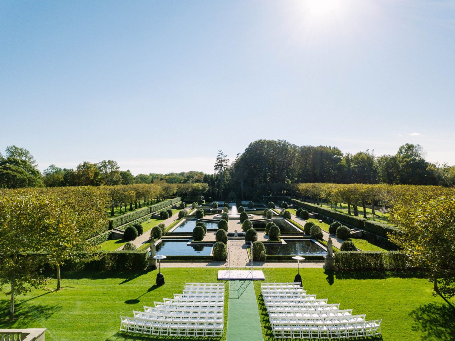 Ceremony setup at Oheka Castle, New York wedding photography.