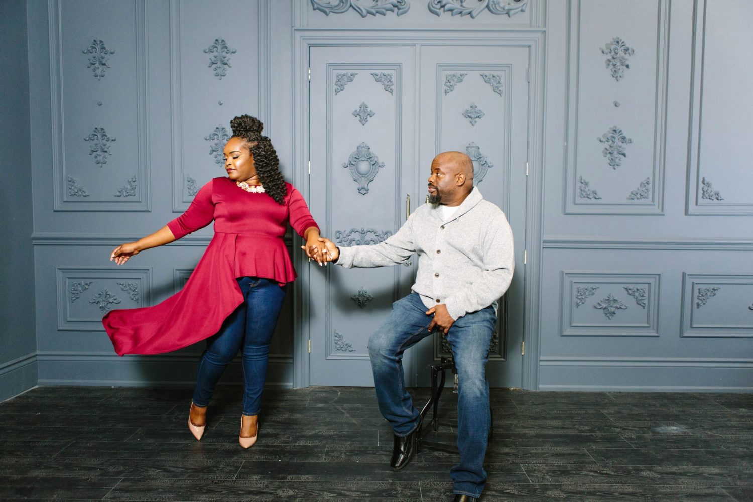 Engagement sessions at Mint Room Studios.