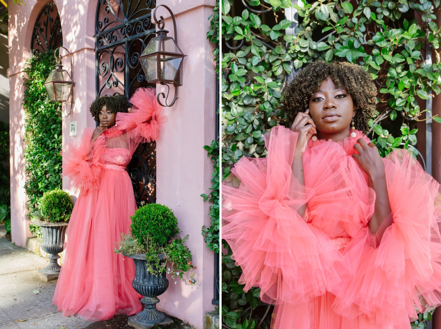 Tulle dress in coral photography by Samantha Clarke