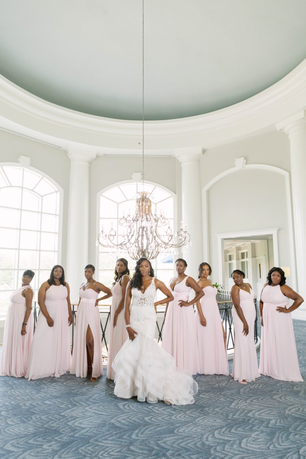 Large Bridal Party wedding photo inside the Ballantyne Hotel in Charlotte, North Carolina | Photo by Samantha Clarke