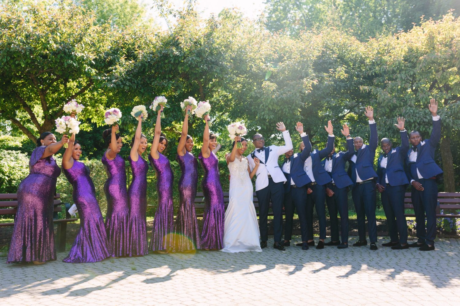Large Bridal Party wedding photo inside the Piedmond Park in Atlanta, Georgia | Photo by Samantha Clarke